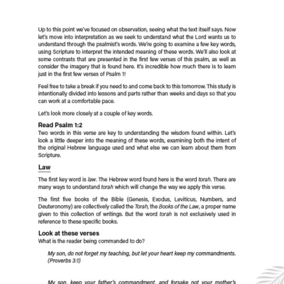Lesson 1 Page 5 Call to Worship Psalms Study Workbook