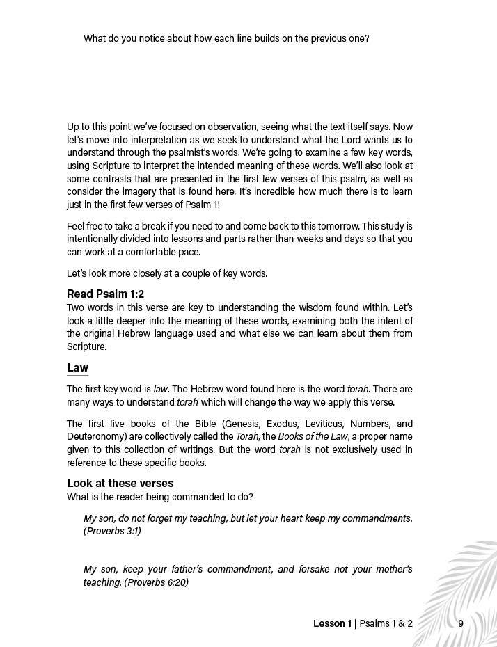 Call To Worship: An Inductive Introduction to Studying Psalms 9 Lesson 1 Page 5 Call to Worship Psalms Study Workbook