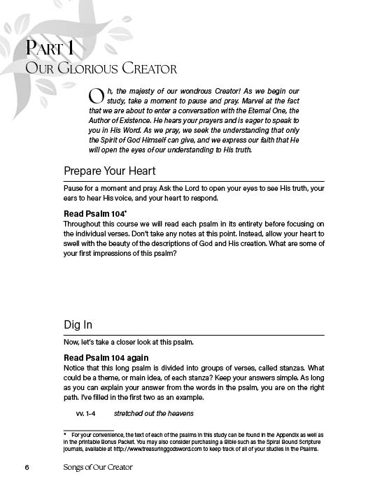 Songs of Our Creator: Glorifying Our Creator Through the Psalms 5 songs of our creator