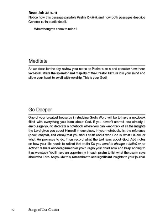 Songs of Our Creator: Glorifying Our Creator Through the Psalms 9 songs of our creator