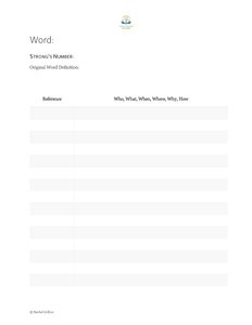 Free Bible Study Resources 4 Bible Study Key Word list worsheet