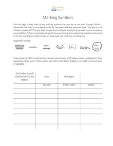 Free Bible Study Resources 1 Marking symbols printable Bible study chart